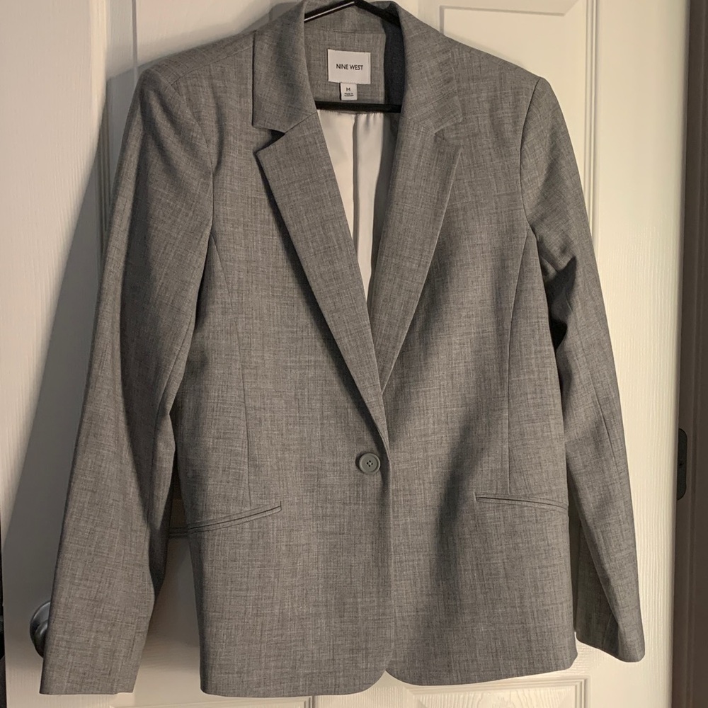 Nine West Light Gray Single-Button Blazer
